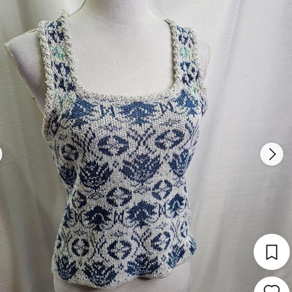 Anthropologie PILCRO Blue and White Patterned Women's Top - Picture 2 of 10